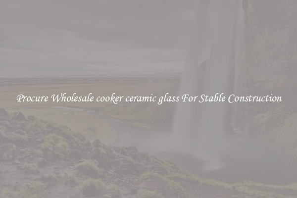 Procure Wholesale cooker ceramic glass For Stable Construction
