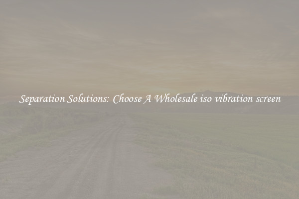 Separation Solutions: Choose A Wholesale iso vibration screen