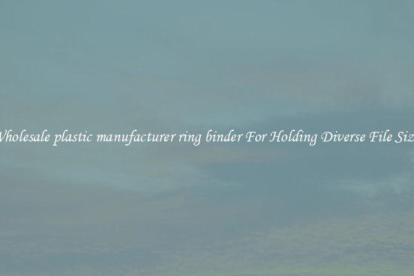 Wholesale plastic manufacturer ring binder For Holding Diverse File Sizes